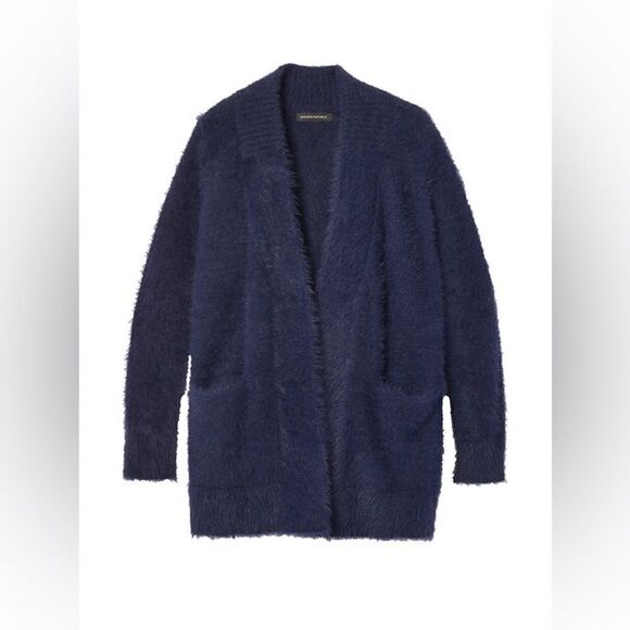 Banana Republic EYELASH OPEN CARDIGAN Black Size Petite Large - Picture 1 of 9